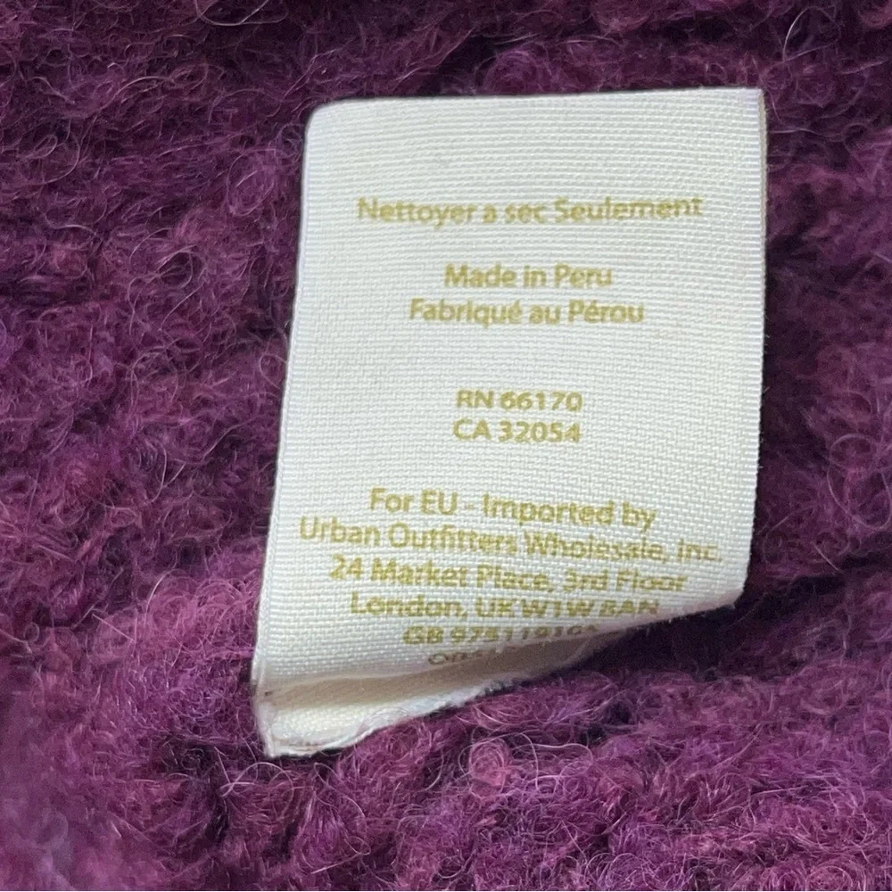 Free People Alpaca Chunky Knit Sweater Womens XS Oversized Mock Neck Lavender